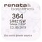 Renata Strip of 10 Genuine Fresh 364 SR621SW Swiss Made Silver 1.55v Batteries